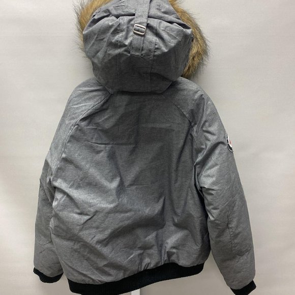 Yoki Bomber Jacket Boys Size L 14-16 Gray Full Zip Faux Fur Trim Hooded Polyeste - Picture 6 of 6